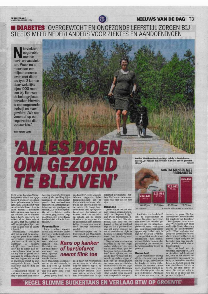 Kranten artikel Alles doen om gezond te blijven: Karolina gooit haar leefstijl om.